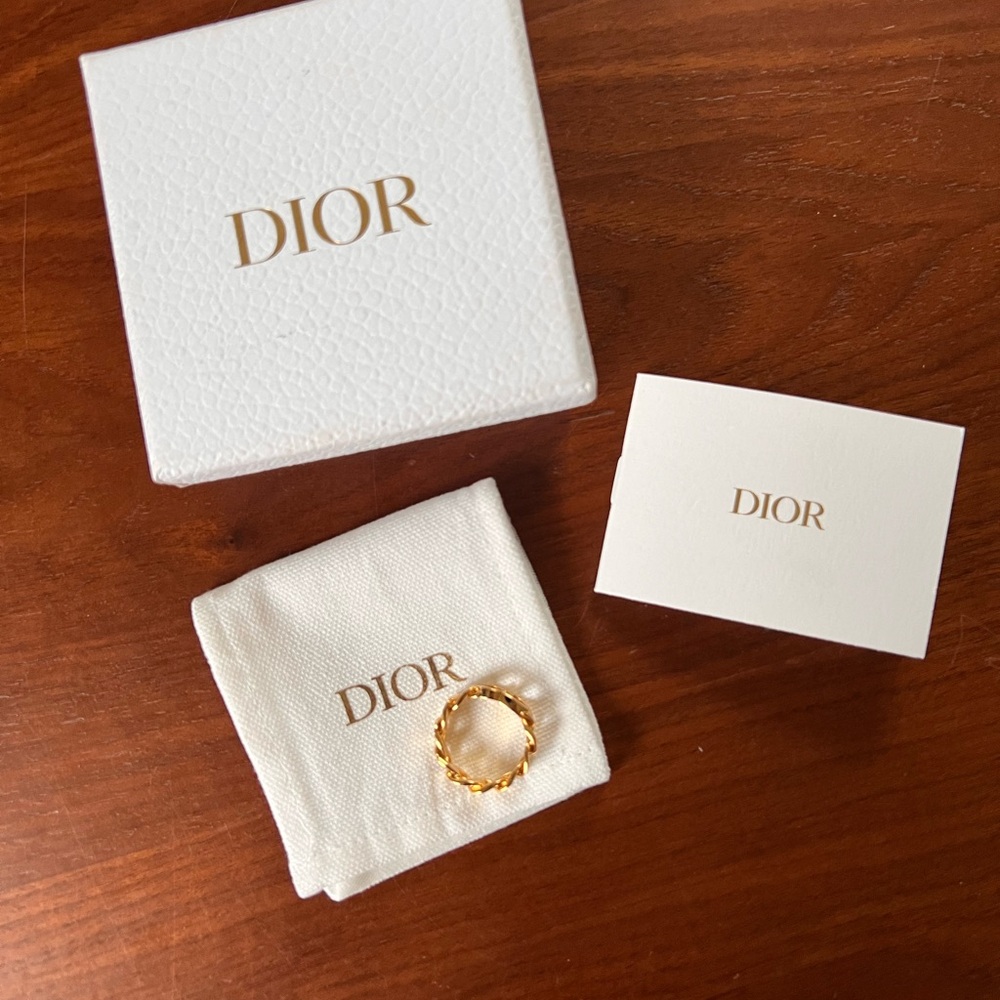 Dior Gold-Tone Link Logo Ring - Picture 6 of 8